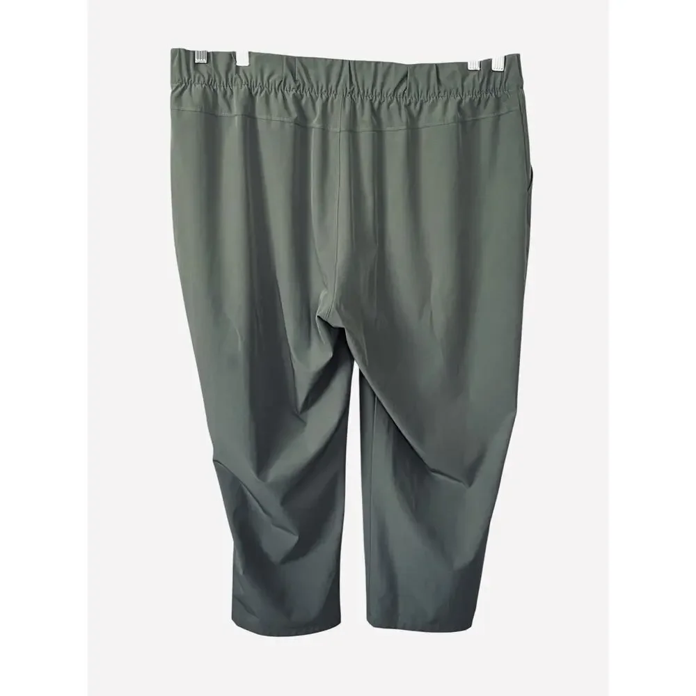T By Talbots Pants Size 2X Wide Crop Leg Stretch High Rise Green Casual Coastal - Picture 3 of 13